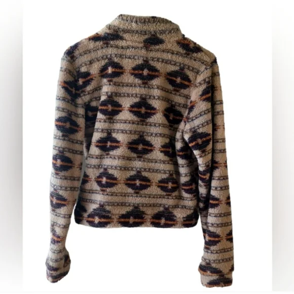 AERO Southwest Quarter Zip Fleece Top Size Medium Tan & Brown - Picture 2 of 14